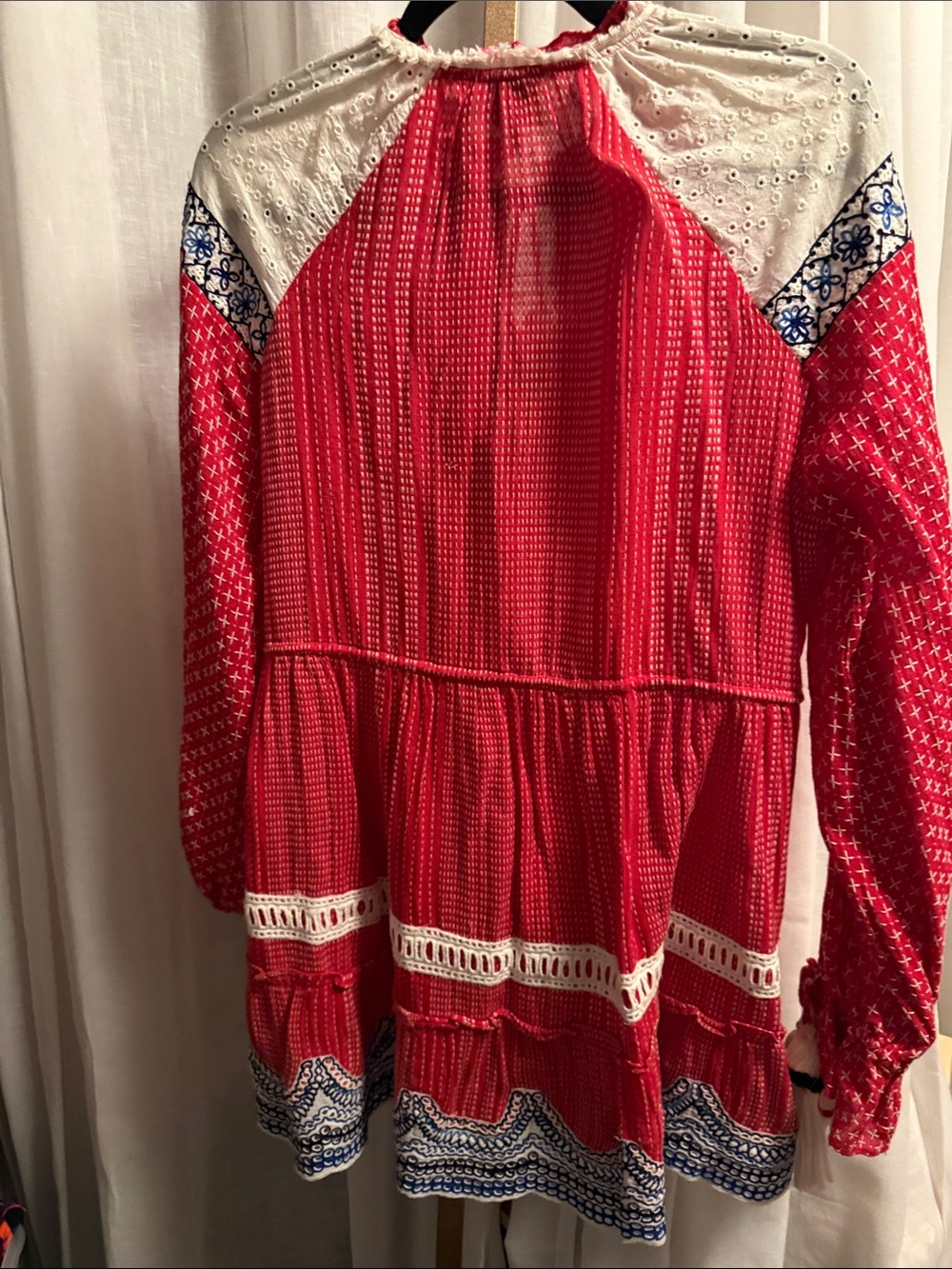 HEMANT & NANDITA Red Embroidered Tassel Tunic Dress - Picture 9 of 10